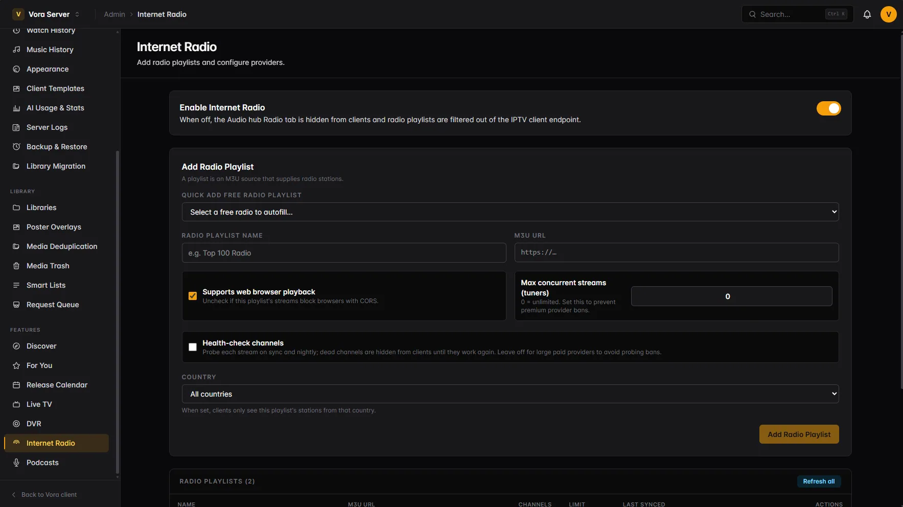Internet radio station configuration