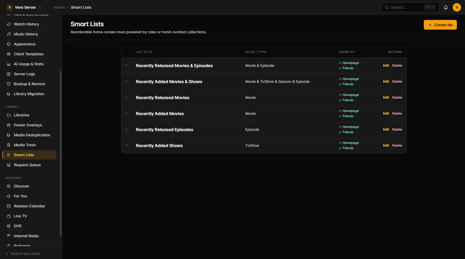 Smart list management