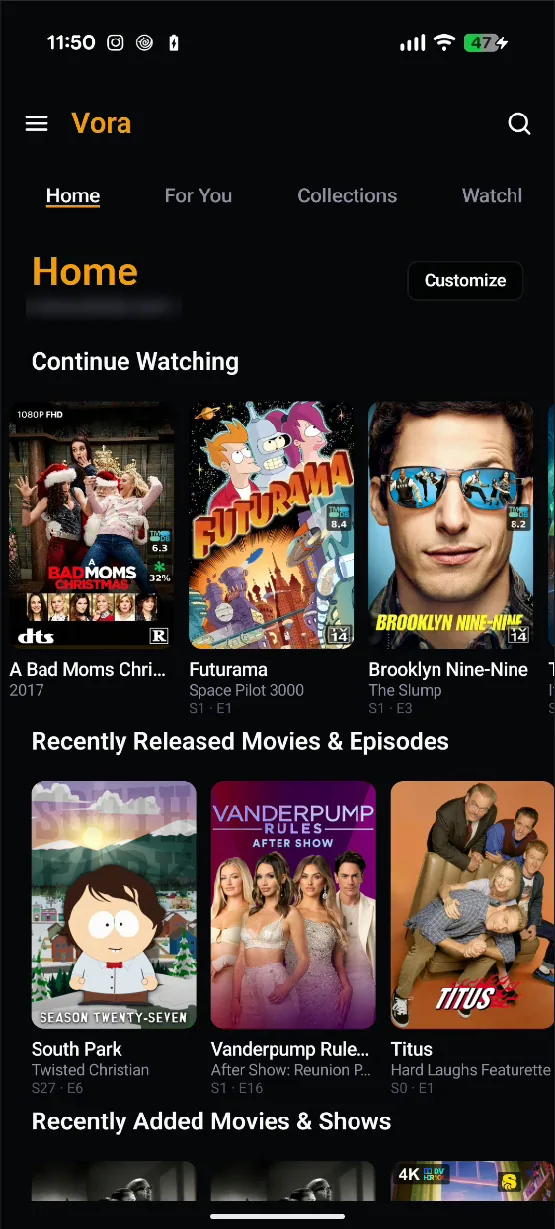 Home on an Android phone