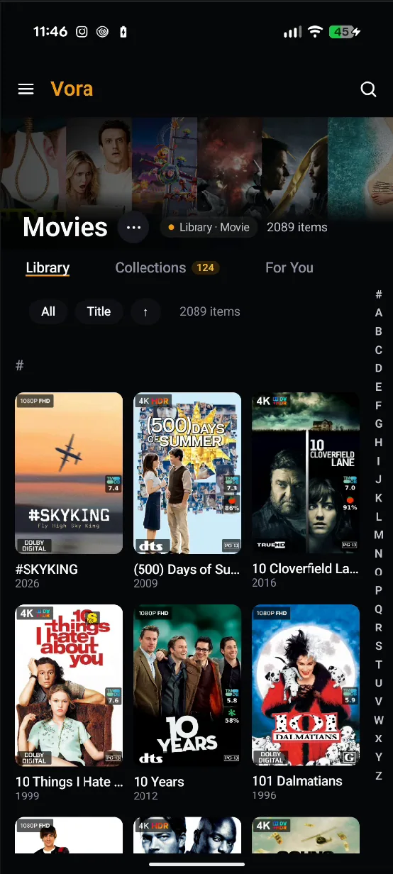 Library on an Android phone