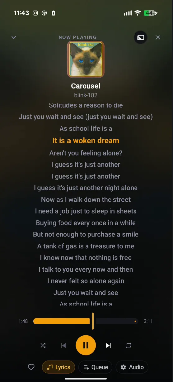 Music player with lyrics on an Android phone