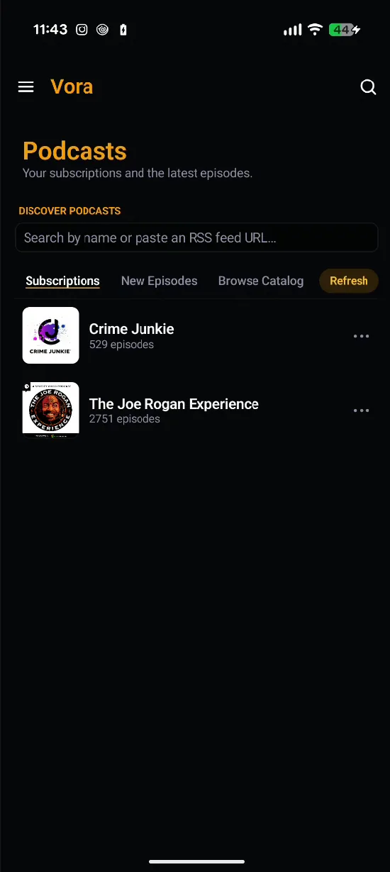 Podcasts on an Android phone