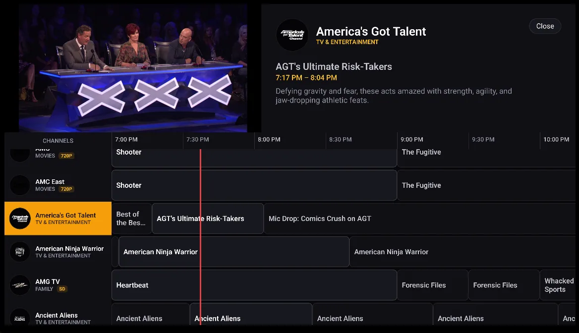 Live guide on Android TV