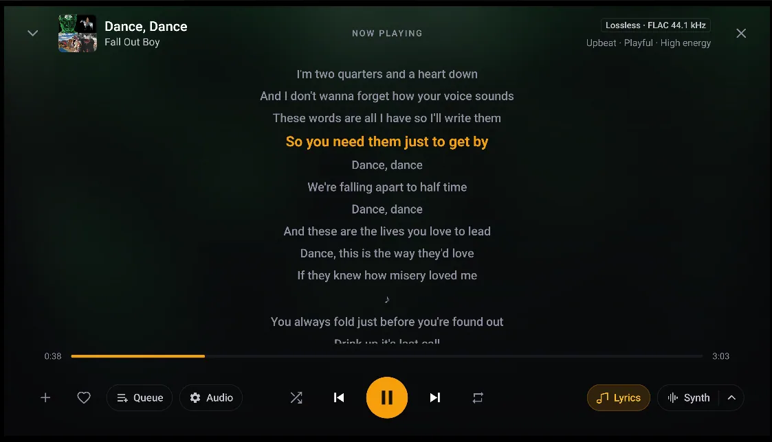 Music with lyrics on Android TV