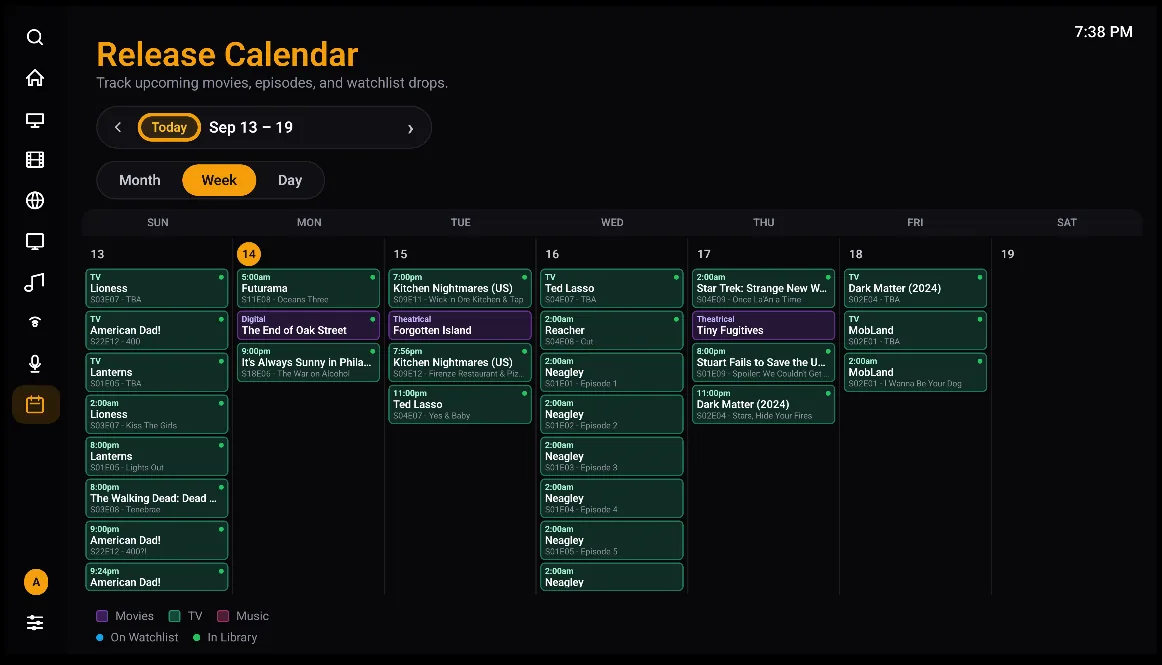 Release calendar on Android TV